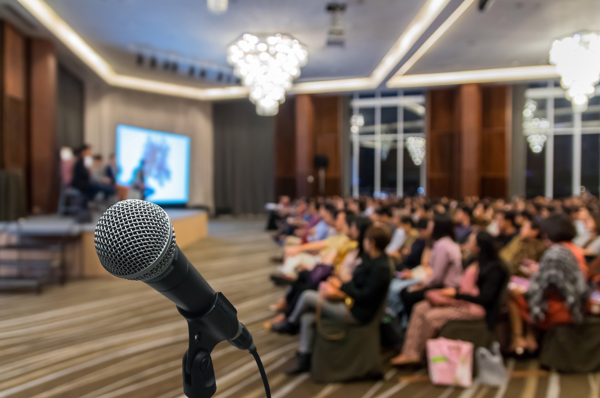 giving a speech to