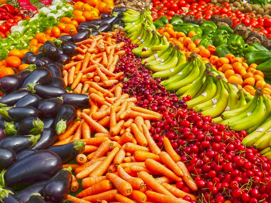 fruits and vegitables on display