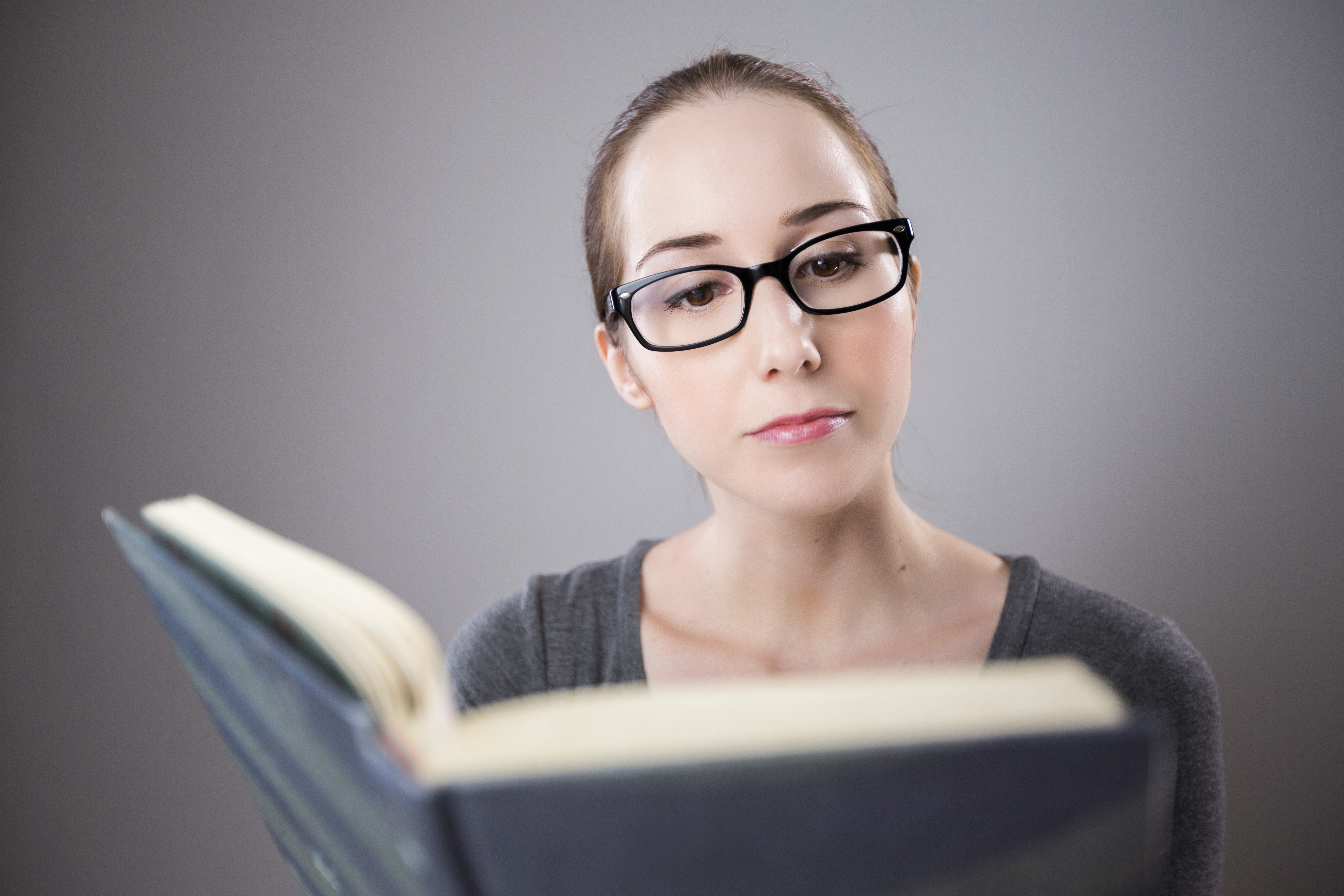 woman reading book