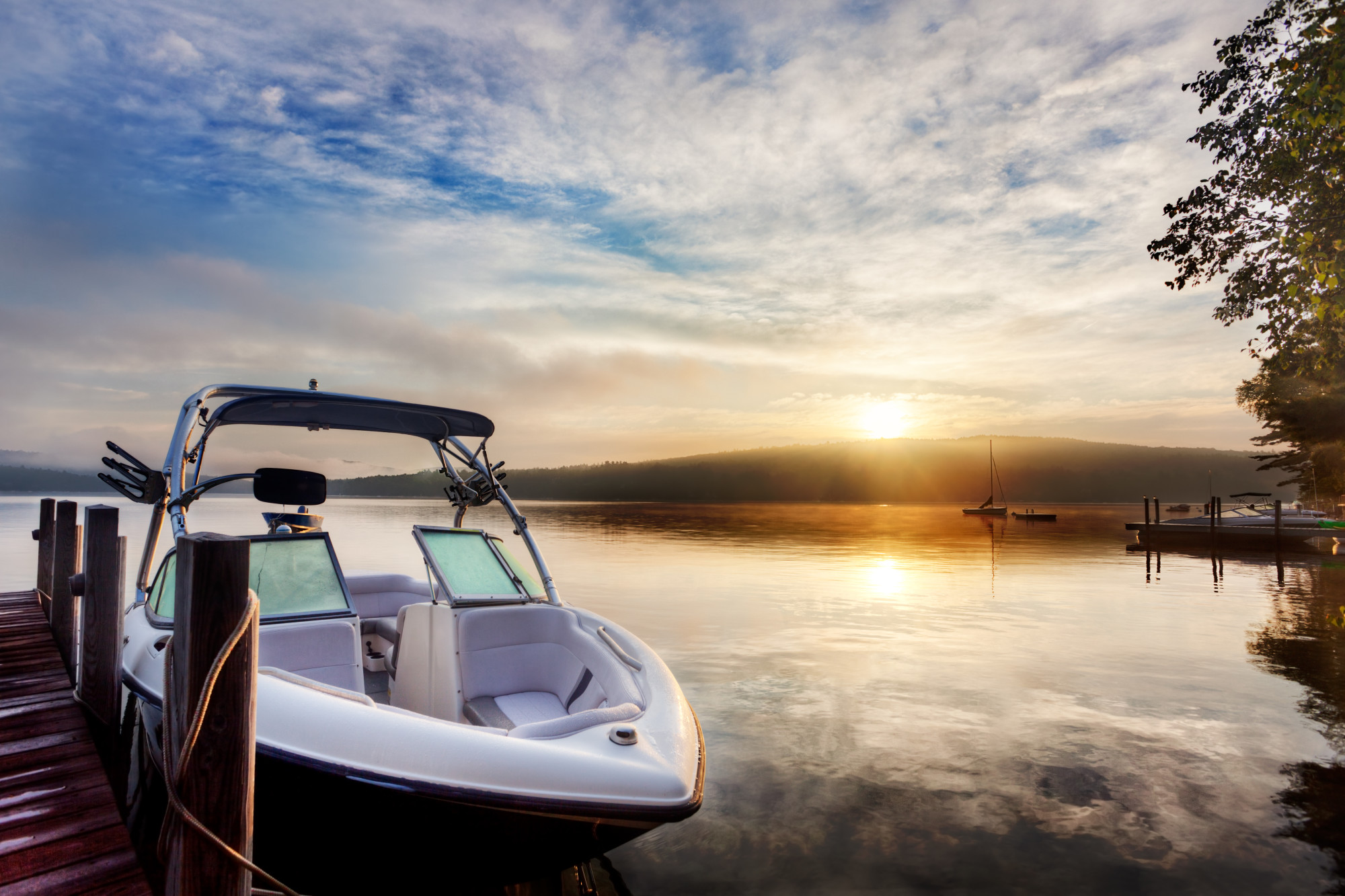 boat tied up on a dock